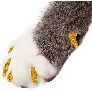 Purrdy Paws Soft Cat Nail Caps, Gold Glitter, Large, 20 count