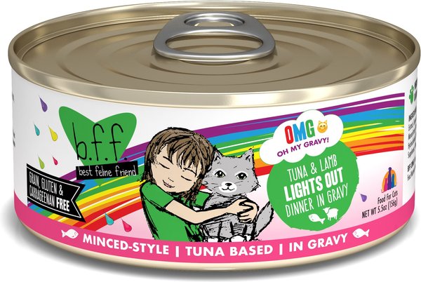 BFF OMG Lights Out! Tuna & Lamb Wet Canned Cat Food, 2.8-oz can, case of 12 slide 1 of 10