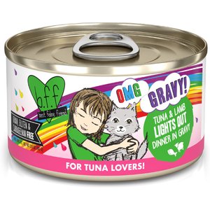 BFF OMG Lights Out! Tuna & Lamb Flavor Wet Canned Cat Food, 5.5-oz can, case of 8