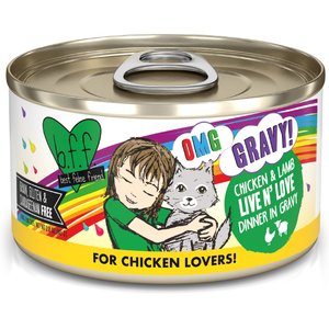 BFF OMG Live N' Love! Chicken & Lamb in Gravy Wet Canned Cat Food, 2.8-oz can, case of 12