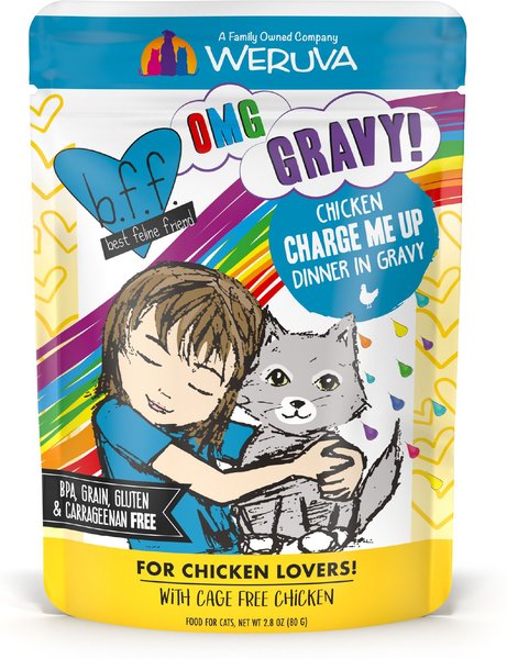 BFF OMG Charge Me Up! Chicken in Gravy Wet Cat Food, 2.8-oz pouch, 12 count slide 1 of 10