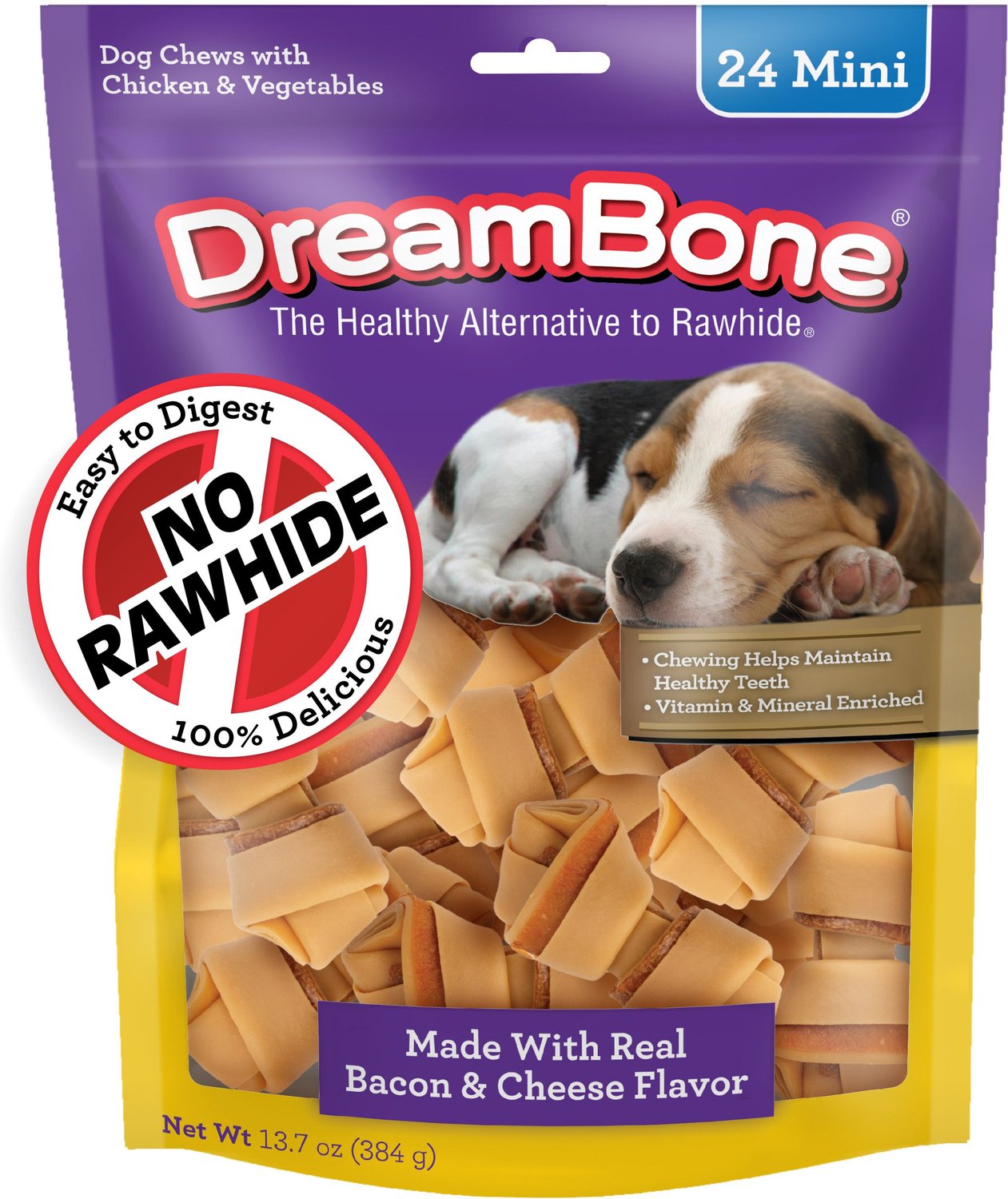 DREAMBONE Bacon & Cheese Chews Dog Treats, 24 count