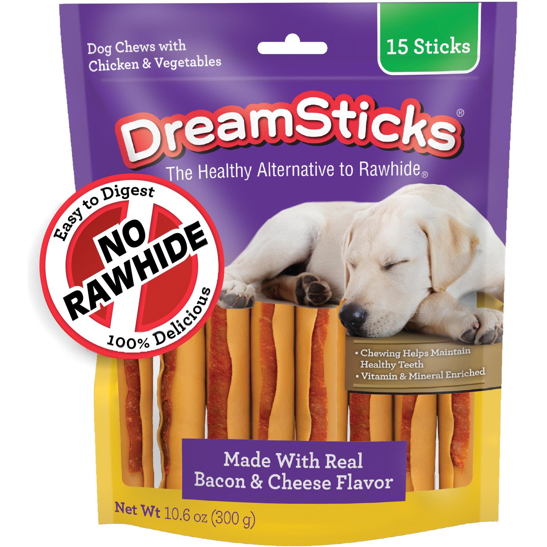 DREAMBONE DreamSticks Bacon Cheese Chews Dog Treats 15 count