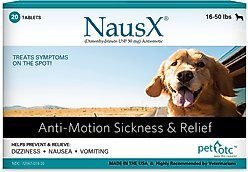 Pet OTC NausX Medication for Motion Sickness for Medium Breed Dogs, 20 count