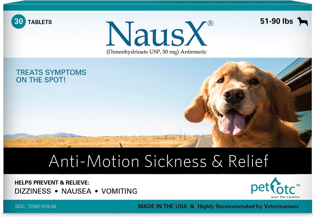 PET OTC NausX Medication for Motion Sickness for Large Breed Dogs, 30