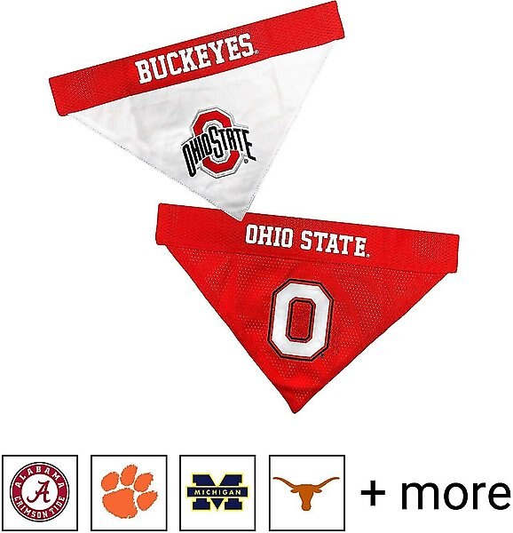 Pets First NCAA Reversible Dog & Cat Bandana, Ohio State Buckeyes, Large/X-Large slide 1 of 4