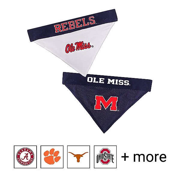 Pets First NCAA Reversible Dog Bandana, Ole Miss, Large/X-Large slide 1 of 3