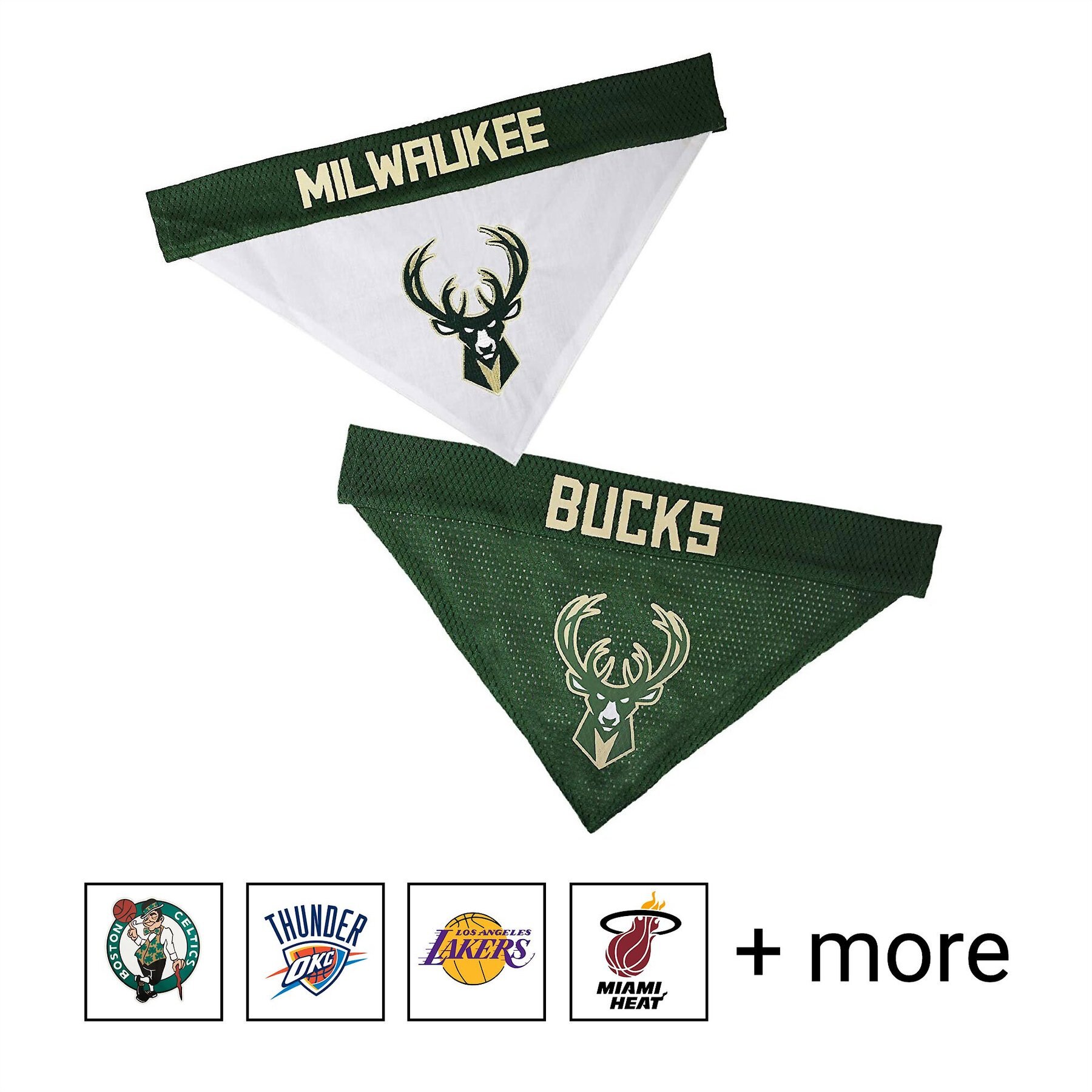 Pets First NBA Reversible Dog & Cat Bandana, Milwaukee Bucks, Large/X-Large