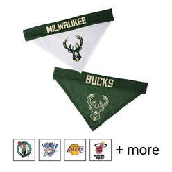 Pets First NBA Reversible Dog & Cat Bandana, Milwaukee Bucks, Small/Medium