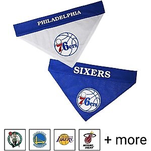 Pets First NBA Reversible Dog & Cat Bandana, Philadelphia 76ers, Small/Medium