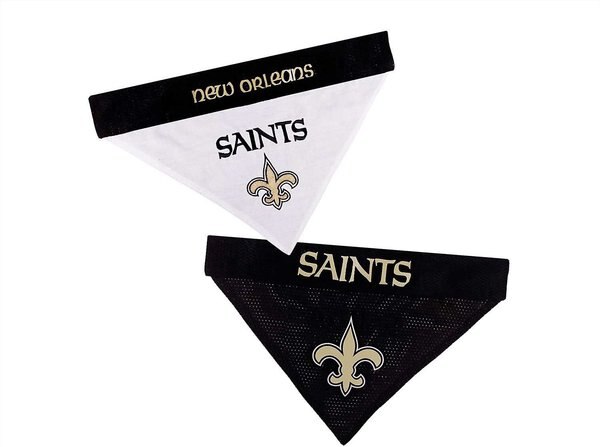 Pets First NFL Reversible Dog & Cat Bandana, New Orleans Saints, Small/Medium slide 1 of 4