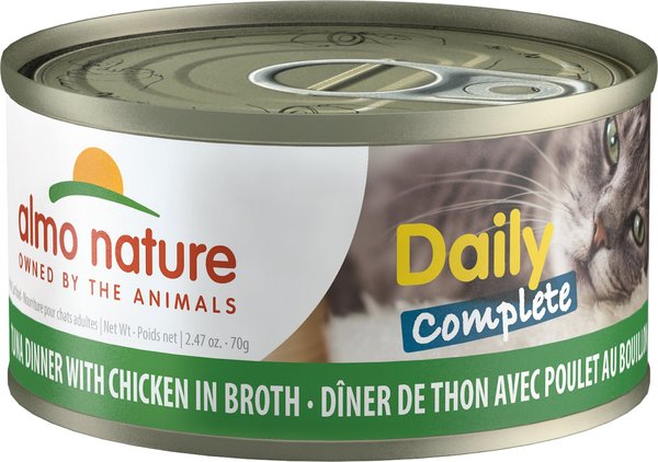 Almo Nature Daily Complete Tuna Dinner with Chicken in Broth Canned Cat Food, 2.47-oz, case of 12 slide 1 of 10