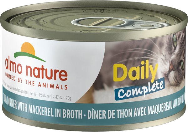Almo Nature Daily Complete Tuna Dinner with Mackerel in Broth Canned Cat Food, 2.47-oz, case of 12 slide 1 of 10
