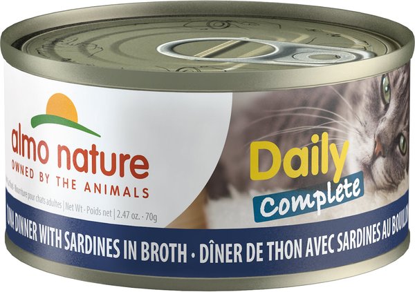 Almo Nature Daily Complete Tuna Dinner with Sardine in Broth Canned Cat Food, 2.47-oz, case of 12 slide 1 of 10