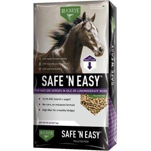 Buckeye Nutrition Safe N' Easy Pelleted Molasses-Free Horse Feed, 50-lb bag