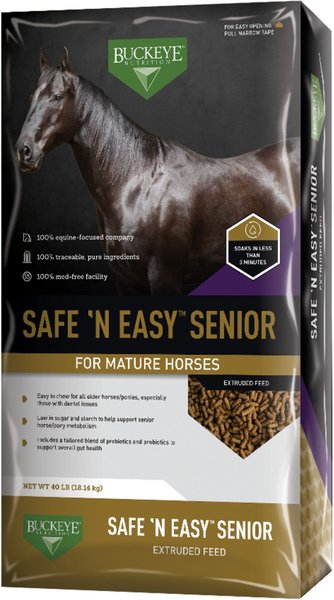 Buckeye Nutrition Safe N' Easy Senior Low Sugar, Low Starch Senior Horse Feed, 40-lb bag slide 1 of 5