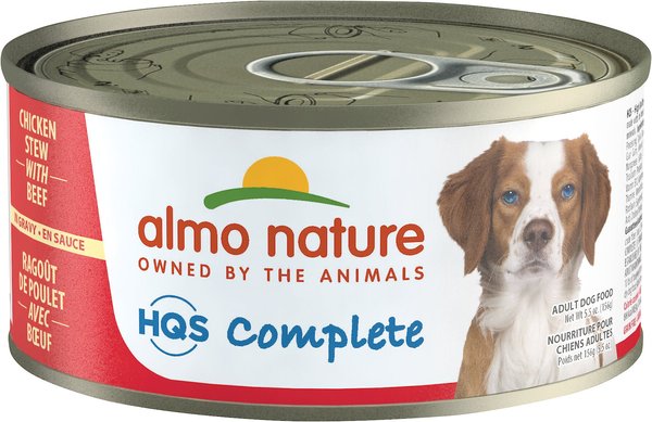 Almo Nature HQS Complete Chicken Stew with Beef Canned Dog Food, 5.5-oz can, case of 24 slide 1 of 9