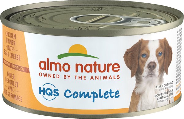 Almo Nature HQS Complete Chicken Dinner with Cheese & Egg Canned Dog Food, 5.5-oz can, case of 24 slide 1 of 9