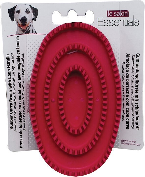 LE SALON Essentials Loop Handle Rubber Curry Grooming Dog Brush