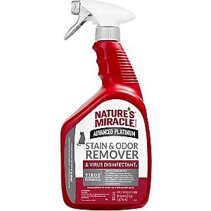 Nature's Miracle Advanced Platinum Cat Antibacterial Stain Remover & Odor Eliminator Spray, 32-oz bottle