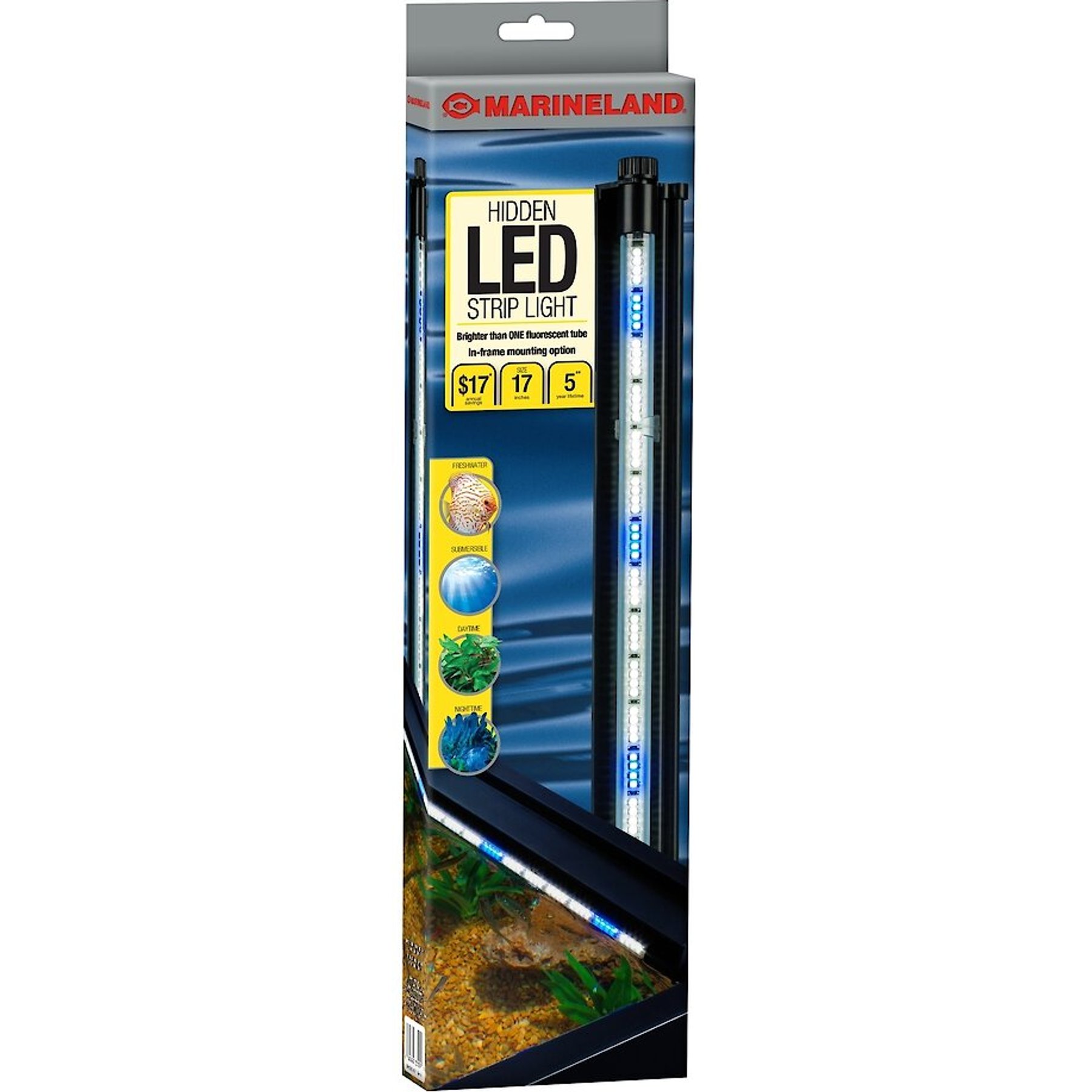 MARINELAND Hidden LED Aquarium Strip Light 17 in Chewy