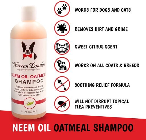 Warren London Neem Oil Flea & Tick Itch Relieving Dog Shampoo, 17-oz bottle