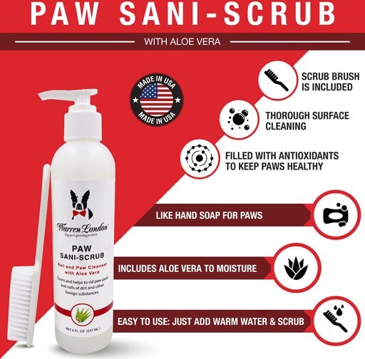 Warren London Paw Sani-Scrub Paw & Nail Dog Cleanser, 8-oz bottle