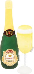 Frisco Champagne & Flute Plush Squeaky Dog Toy, Medium, 2 count