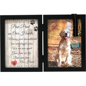 Pawprints Remembered Memorial Picture Frame with Ribbon & Tag