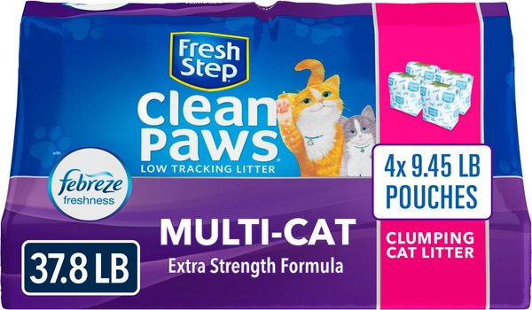 Fresh Step Clean Paws Multi-Cat Scented Clumping Clay Cat Litter, 37.8-lb box slide 1 of 9