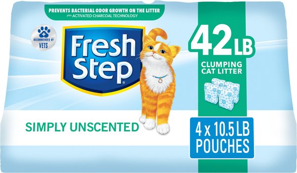 Fresh Step Simply Unscented Clumping Clay Cat Litter, 10.5-lb bag, pack of 4 slide 1 of 8