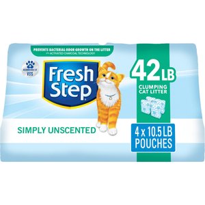 Fresh Step Simply Unscented Clumping Clay Cat Litter, 10.5-lb bag, pack of 4