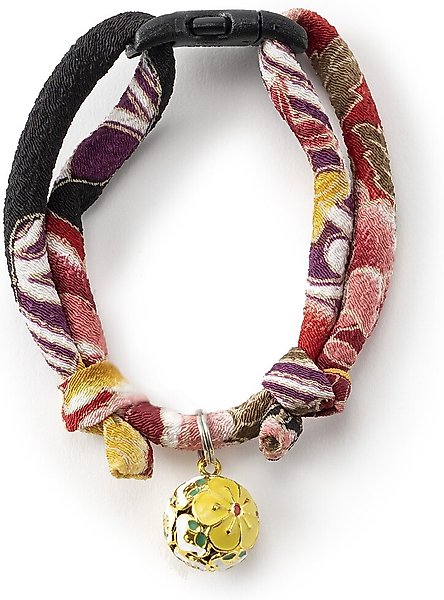 Necoichi Chirimen Plum Blossom Breakaway Cat Collar with Bell, Red, 8.2 to 13.7-in neck, 2/5-in wide slide 1 of 9