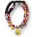 Necoichi Chirimen Plum Blossom Breakaway Cat Collar with Bell, Red, 8.2 to 13.7-in neck, 2/5-in wide