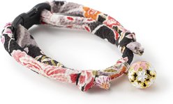 Necoichi Chirimen Sakura Breakaway Cat Collar with Bell, Black, 8.2 to 13.7-in neck, 2/5-in wide slide 2 of 4