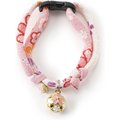 Necoichi Chirimen Sakura Breakaway Cat Collar with Bell, Pink, 8.2 to 13.7-in neck, 2/5-in wide