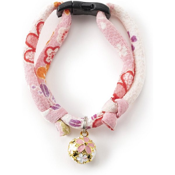 NECOICHI Chirimen Sakura Breakaway Cat Collar with Bell, Pink, 8.2 to ...