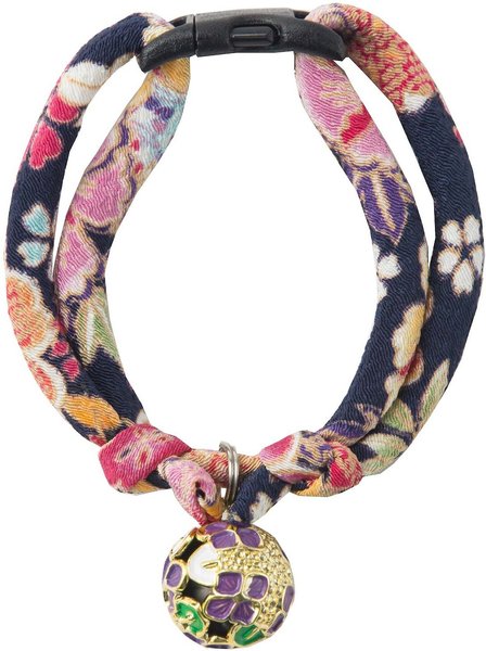Necoichi Chirimen Temari Dynasty Breakaway Cat Collar with Bell, Purple, 8.2 to 13.7-in neck, 2/5-in wide slide 1 of 6