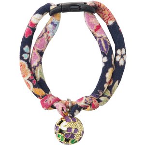 Necoichi Chirimen Temari Dynasty Breakaway Cat Collar with Bell, Purple, 8.2 to 13.7-in neck, 2/5-in wide