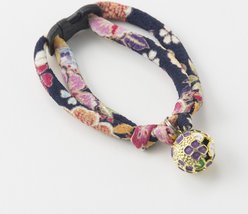 Necoichi Chirimen Temari Dynasty Breakaway Cat Collar with Bell, Purple, 8.2 to 13.7-in neck, 2/5-in wide slide 2 of 6