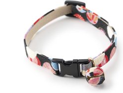 Necoichi Origami Balloon Cotton Breakaway Cat Collar with Bell, Black, 8.2 to 13.7-in neck, 2/5-in wide
