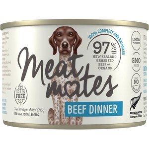 Meat Mates Beef Dinner Grain-Free Canned Wet Dog Food, 6-oz, case of 24