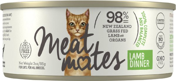 Meat Mates Lamb Dinner Grain-Free Canned Wet Cat Food, 3-oz, case of 24 slide 1 of 8