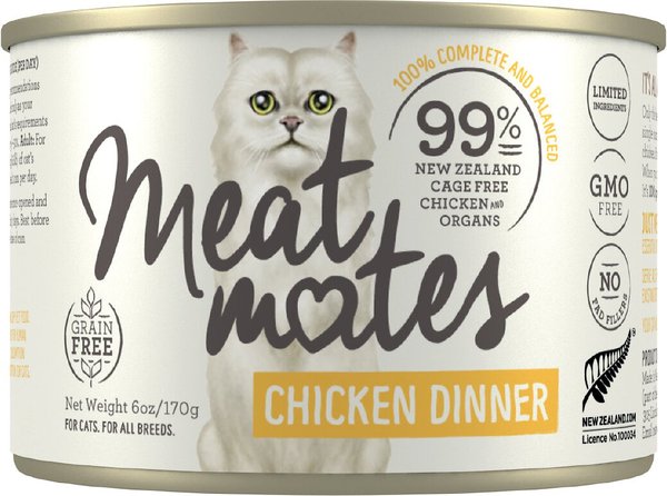 Meat Mates Chicken Dinner Grain-Free Canned Wet Cat Food, 6-oz, case of 24 slide 1 of 8