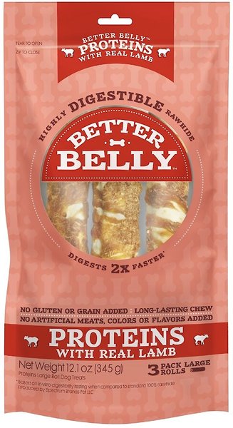 Better Belly Proteins with Real Lamb Flavor Rawhide Roll Dog Treats, 3 count slide 1 of 7