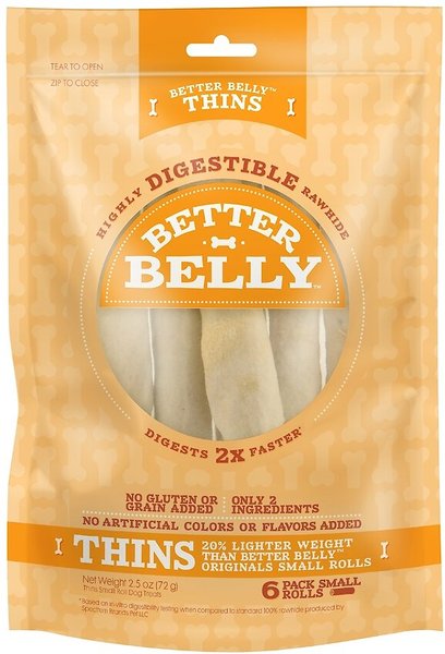 Better Belly Thins Rawhide Roll Dog Treats, 6 count slide 1 of 7