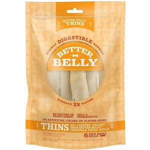 Better Belly Thins Rawhide Roll Dog Treats, 6 count