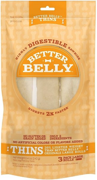 Better Belly Thins Rawhide Roll Dog Treats, 3 count slide 1 of 7
