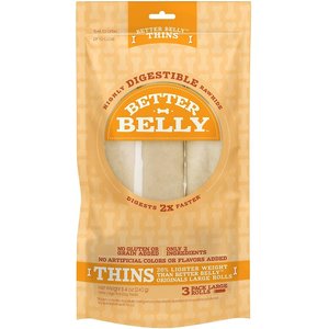 Better Belly Thins Rawhide Roll Dog Treats, 3 count