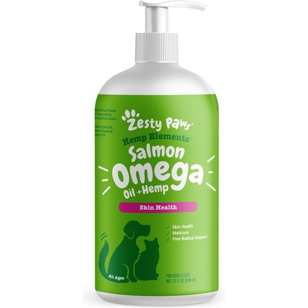 ZESTY PAWS Hemp Elements Salmon Oil Omega 3 Liquid Skin & Coat